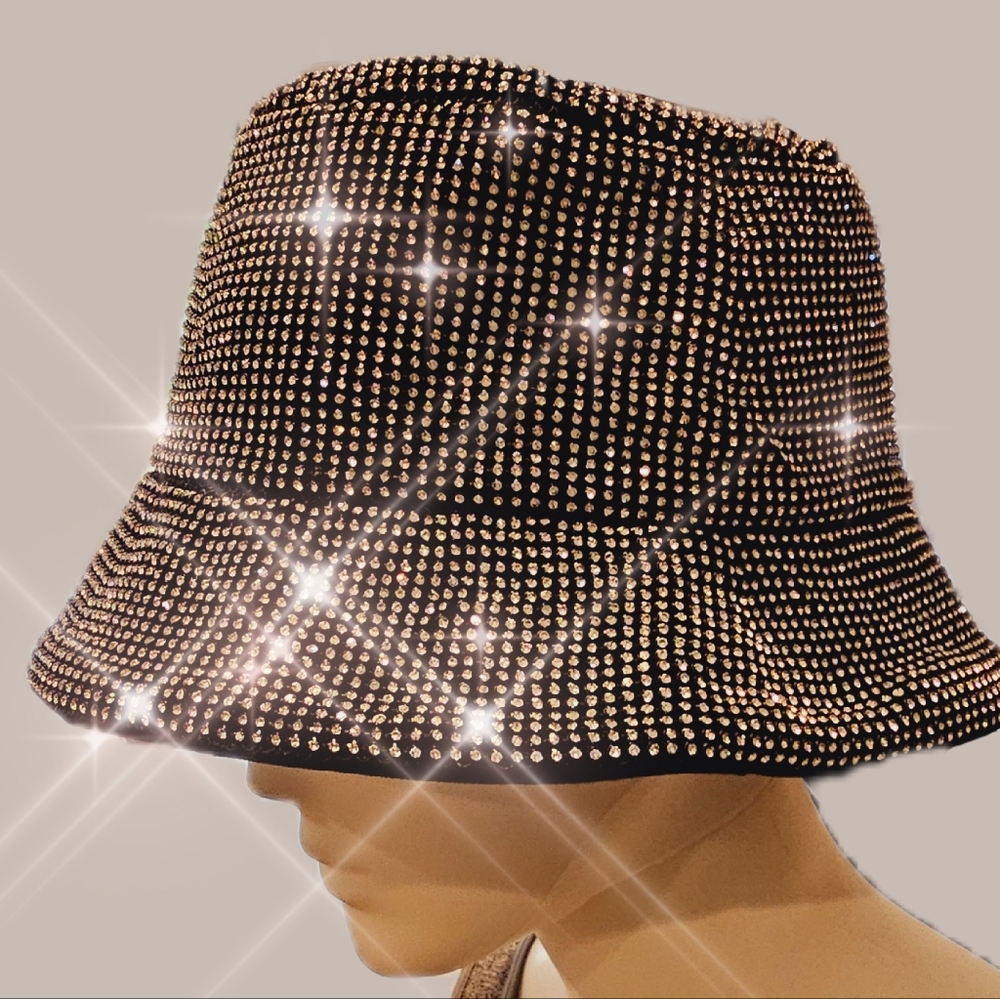 RHINESTONE Clear Blk Bucket Hat *3 Colors Avail.* NEW